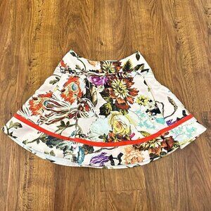 Ted Baker Floral Mini Skirt with Red Accent